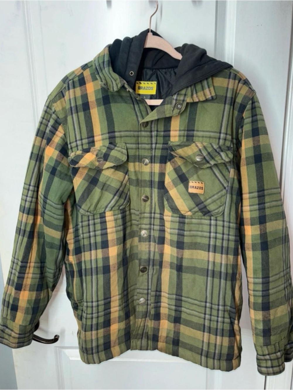 Brazos Men's Green Plaid Hooded Performance Jacket